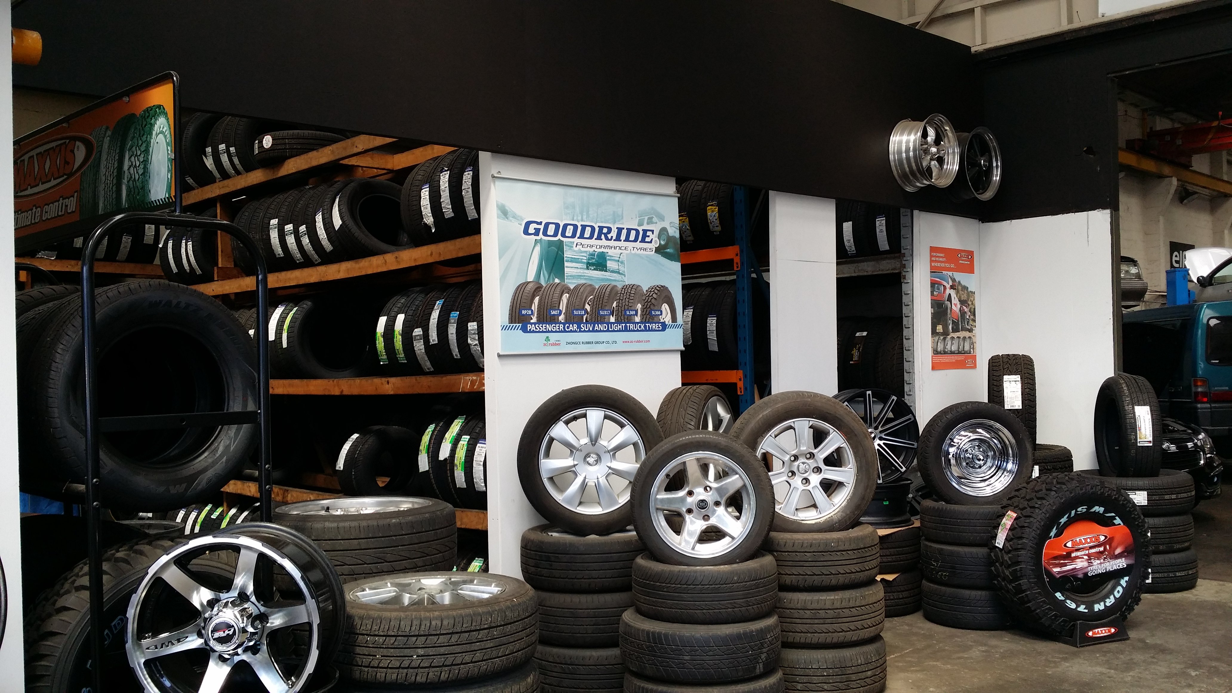 A pile of tyres in Takanini tyre shop.